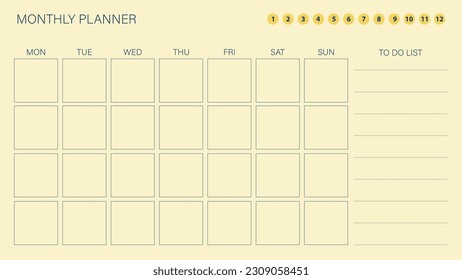 Resumen simple planificador mensual de estilo minimalista. Esto le ayudará a rastrear su objetivo y le dará confianza.