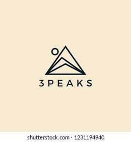 Abstract simple mountain peaks adventure outdoor logo design vector inspiration custom logo design