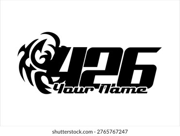 Abstract simple number 426 vector, tribal variation design and YOUR NAME text.