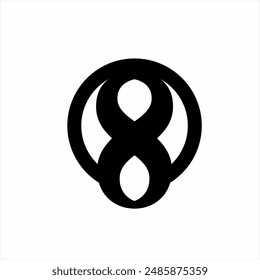 Abstractas diseño simple del logotipo del número 8 con círculos.