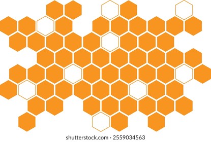 abstract simple orange fill and outline honeycomb pattern can be used background.