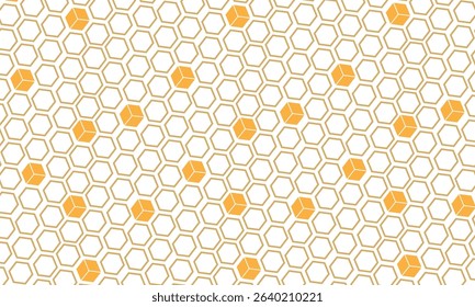 abstract simple orange outline honeycomb pattern can be used background.