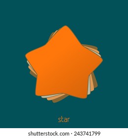 Abstract simple orange star on a sherpa blue background. Vector