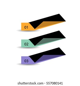 Abstract simple paper fold banners design template. Can be used as Infographics, numbered banners, steps, tutorial, workflow diagrams. Illustration, Vector eps10.
