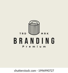 Abstract Simple Paper roll logo line monoline flat style Black Vintage Hipster silhouette illustration. label emblem and template.