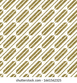 Abstract simple pattern with golden feathers. Elegant glittering ornament. White and gold geometric background. Shiny vector seamless texture in minimal style.