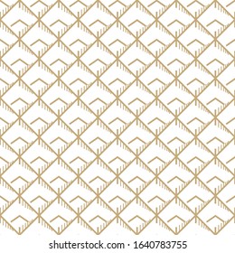 Abstract simple pattern with golden lines. White and gold geometric background. Vector seamless texture in minimal style.
