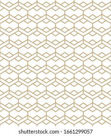Abstract simple pattern with golden lines. Gold and white geometric background. Vector seamless texture in minimal style.