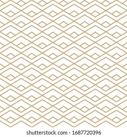 Abstract simple pattern with golden lines. Gold and white geometric background. Vector seamless texture in minimal style.