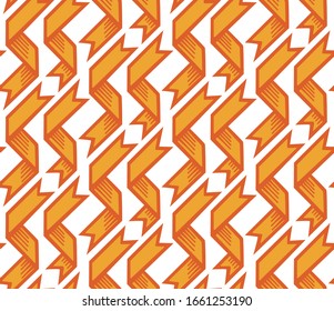 abstract simple pattern with orange banner ribbons. vector illustration on white background