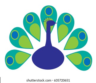 Abstract simple peacock bird vector illustration