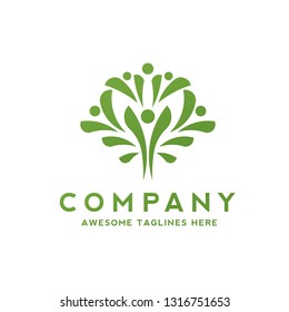 abstract simple people as green tree Logo and Icon Template
