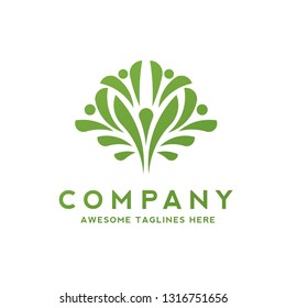 abstract simple people as green tree Logo and Icon Template
