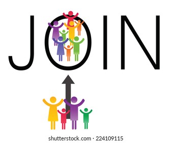 Abstract and simple pictogram showing a family meeting.