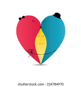 Abstract and simple pictogram showing a happy family.