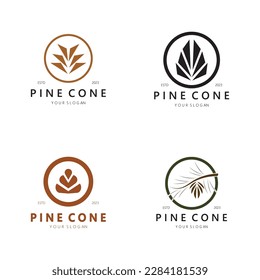 abstraktes einfaches Logo-Design für Pinecone, für Business, Badge, Emblem, Kiefernplantagen, Kiefernholzindustrie, Yoga, Spa, Vektorgrafik
