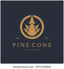 abstract simple pinecone logo pine tree design,for business,badge,emblem,pine plantation,pine wood industry