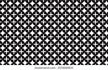 abstract simple plus on black circle pattern can be used background.