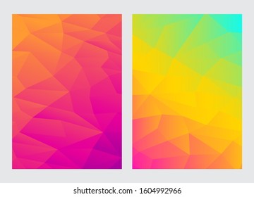 Abstract simple polygon background irregular in a rainbow color gradient.