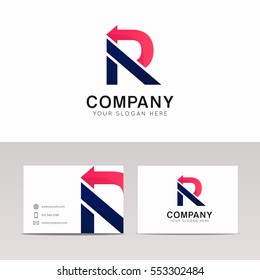 Abstract simple R letter icon logo sign with arrow pointer symbol vector design