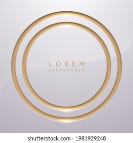 Abstract simple recess gold rings on white background