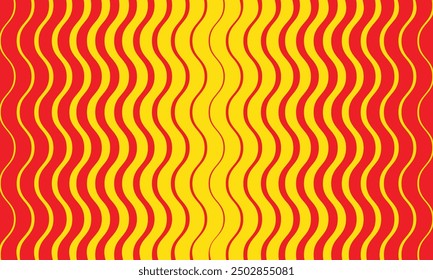 abstract simple red big to small wavy line pattern on yellow can be used background.