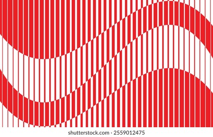 abstract simple red big to small wave line pattern art can be used background.