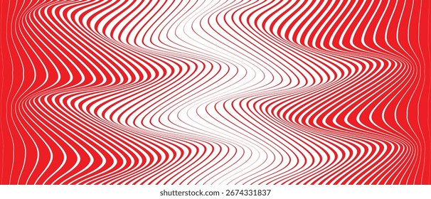abstract simple red big to small wave line pattern can be used background.