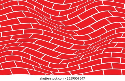 abstract simple red brick wall wave pattern can be used background.