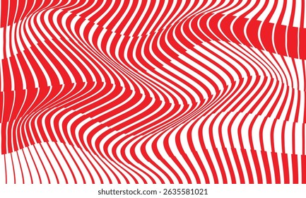 El patrón de línea de onda de banda de degradado rojo simple abstracto de medio tono se puede usar como fondo.