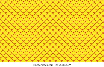 abstract simple red outline fish scale pattern on yellow can be used background.