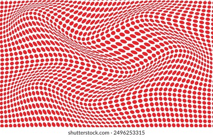 abstract simple red polka dot grid wave pattern can be used background.