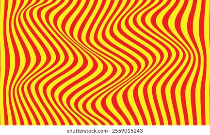 abstract simple red stripe line wave pattern on yellow can be used background.