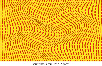 abstract simple red vertical line wave pattern on yellow suitable for background.