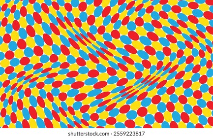 abstract simple red yellow blue dot wave pattern can be used background.