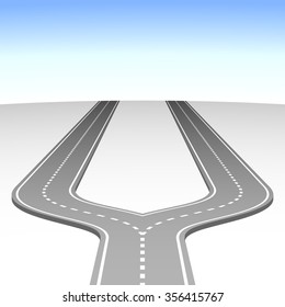 Abstract Simple Road Fork Vector Background. 