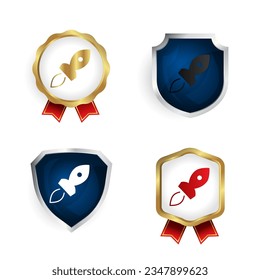 Abstract Simple Rocket Badge and Label Collection, can be used for business designs, presentation designs or any suitable designs.