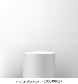 Abstract simple round realistic pedestal template. Podium for your presentation. Vector illustration.