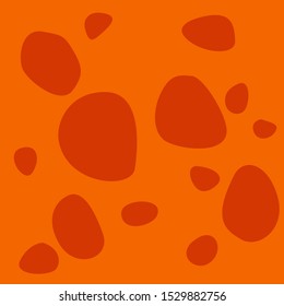 Abstract simple rounded shapes in red color on orange background