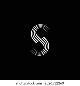 Abstractas Ilustración vectorial de logotipo de letra S simple con fondo negro.