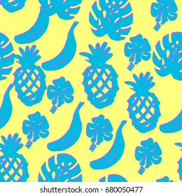Abstract simple seamless pattern with exotic fruits. Design for fabric, website wallpaper or wrapping paper. Good for kids.