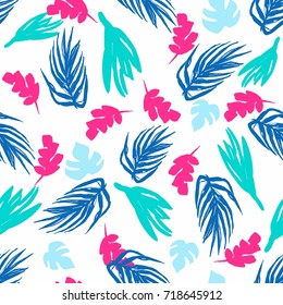Abstract Simple Seamless Pattern ,Palm Leaves ,Tropical Garden 