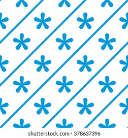 Abstract simple seamless pattern. White background. Isolated. Blue abstraction. Flowers.