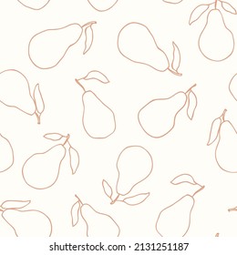 Abstract simple seamless vector pattern with outlines of pears on a light beige background. Modern print.