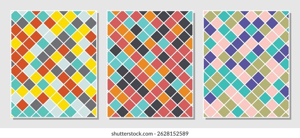 Abstract simple set colorful rectangles pattern background. Vector illustration.
