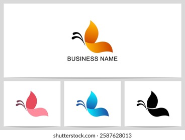Abstract Simple Shape Butterfly Logo Design