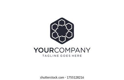Resumen y forma simple hexágono para diseño de logotipo empresarial y de empresa vector editable sobre fondo blanco	
