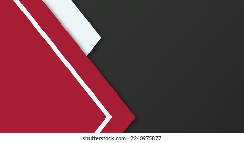 Abstract Simple Shape With Red, White and Black Color Background with Papercut Style for Wallpaper