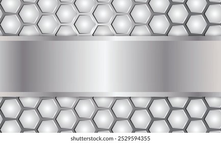 abstrakte einfache silberpolierte Textur mit metallischem Sechseckmuster.