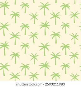 abstract simple small green tropical palm trees seamless pattern on white background.  For summer print, home décor and fabric 